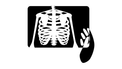 Hand and Lung x-ray, fluorography, black isolated silhouette