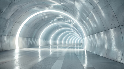 An empty underground tunnel designed as a blank mockup scene for advertising purposes in a modern setting.