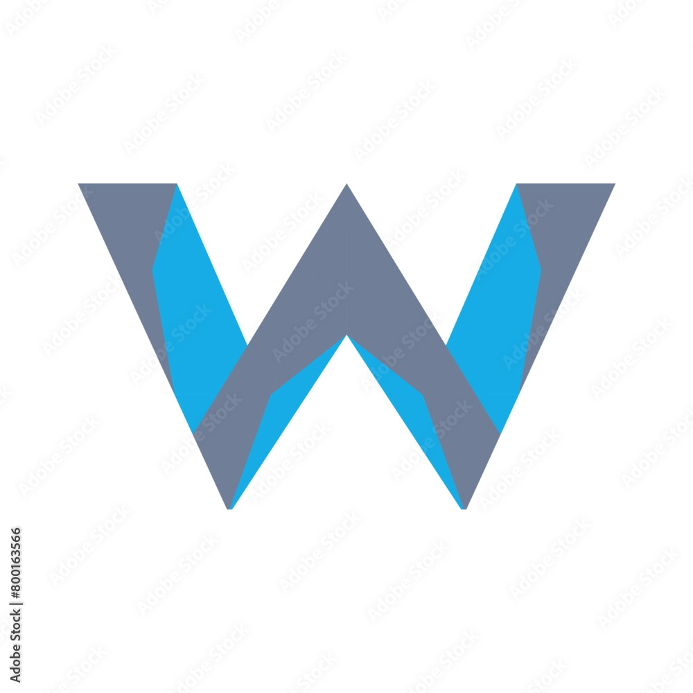 Fototapete w logo design and template. creative w icon based on letter initials in vector form. 3d graphics, fu