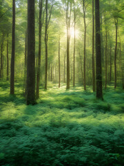 Naklejka premium 봄 숲속 풍경