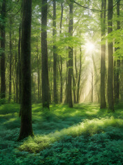 Fototapeta premium 봄 숲속 풍경