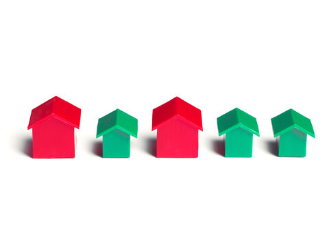 Red and green house isolated on white background,, real estate, property