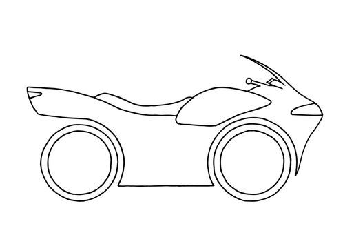 Sports motorcycle. Hand Drawn. Freehand drawing. Doodle. Sketch. Outline. Coloring page.	