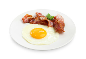 Delicious breakfast with sunny side up egg isolated on white