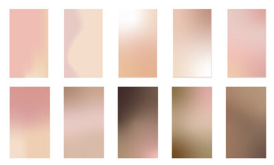 Nude gradient. Pastel nude background set, modern gradient vector design. Trendy screen.