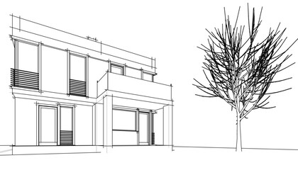 house building sketch architecture 3d illustration