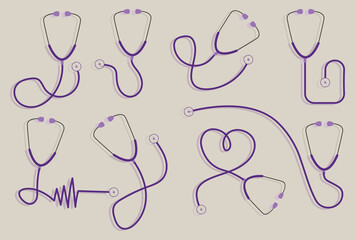 Doctor stethoscope icon set design template