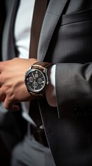 A man wearing a suit and a watch