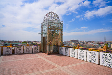 Transparent elevator in the Mausoleum of Islam Karimov in Samarkand, Uzbekistan - He was  the...