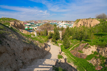 Stairway on the side of the Afrosiyab Hill on the grounds of the Khoja Doniyor (Saint Daniel)...