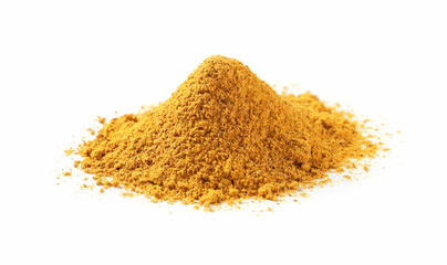 Pile of dry curry powder isolated on white