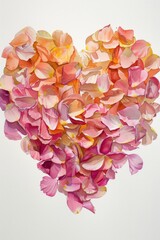 Flower petals are placed in the shape of a heart for love. Watercolor painting. Use for phone wallpaper,
 posters, postcards, brochures.