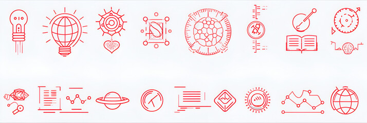 scientific activity elements icons on white background 