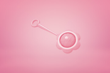 Pink Rattle on Plain Background