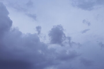 Blue Sky, Serene Summer Sky with Light Cirrus Clouds, Calm and Tranquil Azure Sky