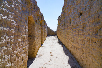 Ruins of the ancient Sogdian capital of Varakhsha, founded in the 1st century BCE in the Bukhara Oasis in the Kyzylkum Desert, Uzbekistan, Central Asia