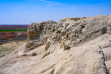 Ruins of the ancient Sogdian capital of Varakhsha, founded in the 1st century BCE in the Bukhara Oasis in the Kyzylkum Desert, Uzbekistan, Central Asia