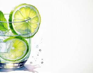 A vibrant drink with lime and mint, encapsulating freshness in a splash. Perfect for summer days
