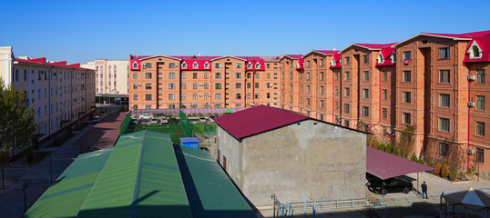 Residential building from the soviet era in downtown Nukus, the capital of Karakalpakstan in western Uzbekistan