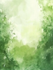 Fototapeta na wymiar Leaves eco green watercolor gradient background landscape illustration