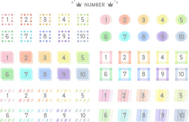 パステルカラーの数字アイコン 素材セット / vector eps