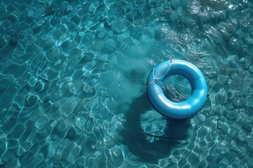 inflatable rubber dinghy lilo in swimming pool with rippling water