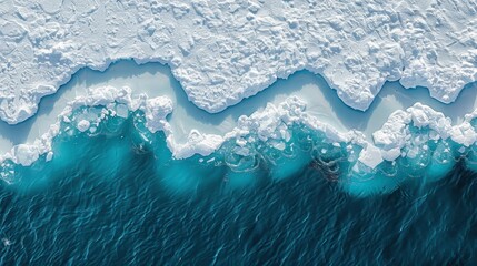 Frozen Frontier: Ice Sheets Carving into Turquoise Waters, Satellite View of Winter's Delicate Dance Between Sea and Ice