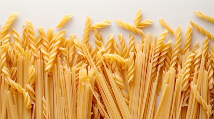 Spaghetti italian pasta on white background, lunch tagliatelle collection cooking culture
