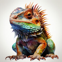 Fototapeta premium Watercolor Horned Lizard Illustration, Generative Ai