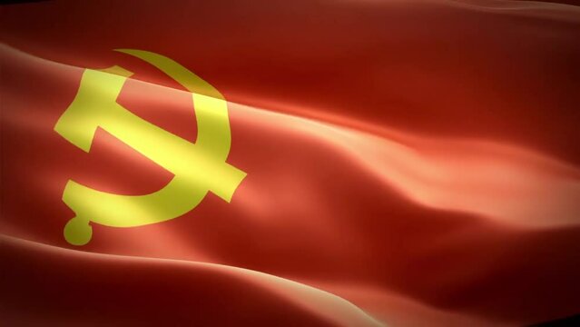 Soviet flag flutters in the wind