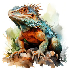 Obraz premium Watercolor Horned Lizard Illustration, Generative Ai