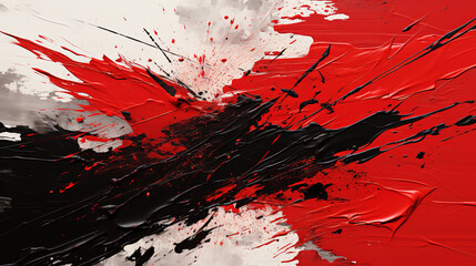 Beautiful Red and Black Color Paint Splatter on White Backdrop