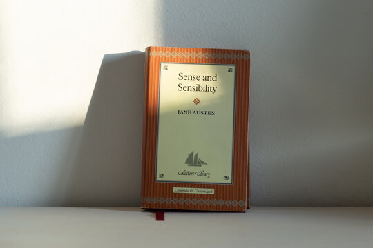 
Quebec City, Quebec, Canada, April 29, 2024 - Vintage copy of Jane Austen&rsquo;s Sense and Sensibility, first edition in 1811, published in 2003 by Collector&rsquo;s Library