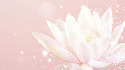 Lotus flower in water on a pink background with shine around
