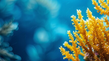 yellow corals on a blue background.