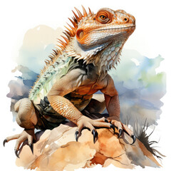 Watercolor Horned Lizard Illustration, Generative Ai