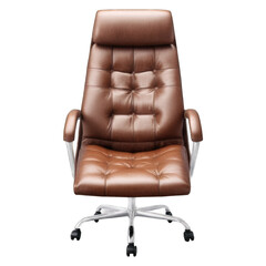 Brown leather chair isolated on transparent background.