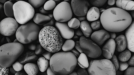 Background of round, sea, gray pebbles
