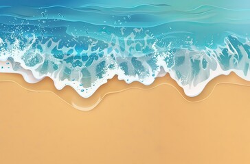 Close up of the sea and sand of an empty beach scene. Generative AI. - obrazy, fototapety, plakaty