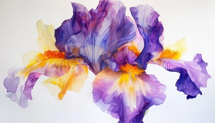 A watercolor painting of a purple iris.