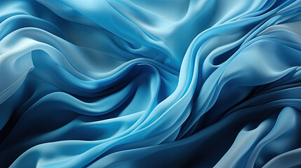 Obraz premium Fluttering Blue Color Fabric Heavenly in Space With Delicate Folds on Blurry Background