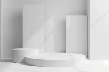 3d rendering of a white podium with a spotlight on it