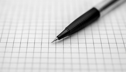 A black pencil on a white grid paper.