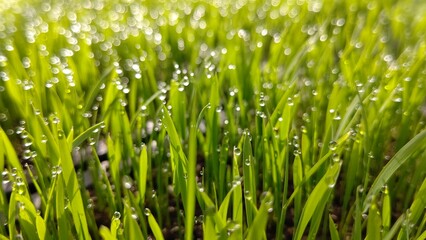 朝露に濡れる稲