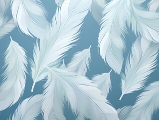 Airy and light feather pattern against a soft blue background, symbolizing lightness and grace