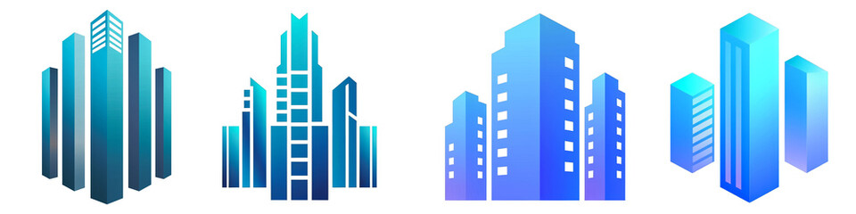 Architecture clipart collection, symbol, logos, icons isolated on transparent background