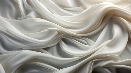 Obraz premium Contemporary Fluttering White Color Silk Fabric in Space With Delicate Folds on Bokeh Background
