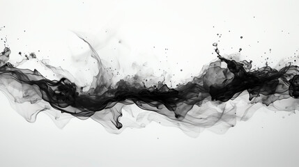 Ink Droplet Falling on Canvas Minimalist Chinese Style White Background