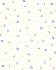 Colorful floral seamless pattern illustration. Vintage style hippie flower background design. Geometric checkered wallpaper print, spring season nature backdrop texture with daisy flowers. 