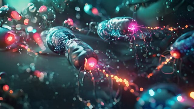 A conceptual image of nanobots performing cellular repair, illustrating the potential of medical nanotechnology